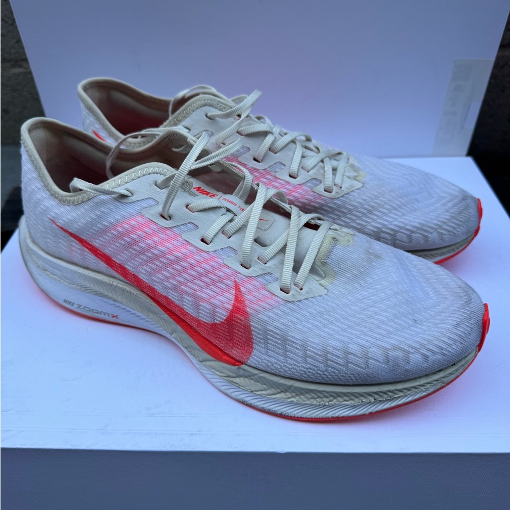 Nike Cream and Red Athletic Sneakers